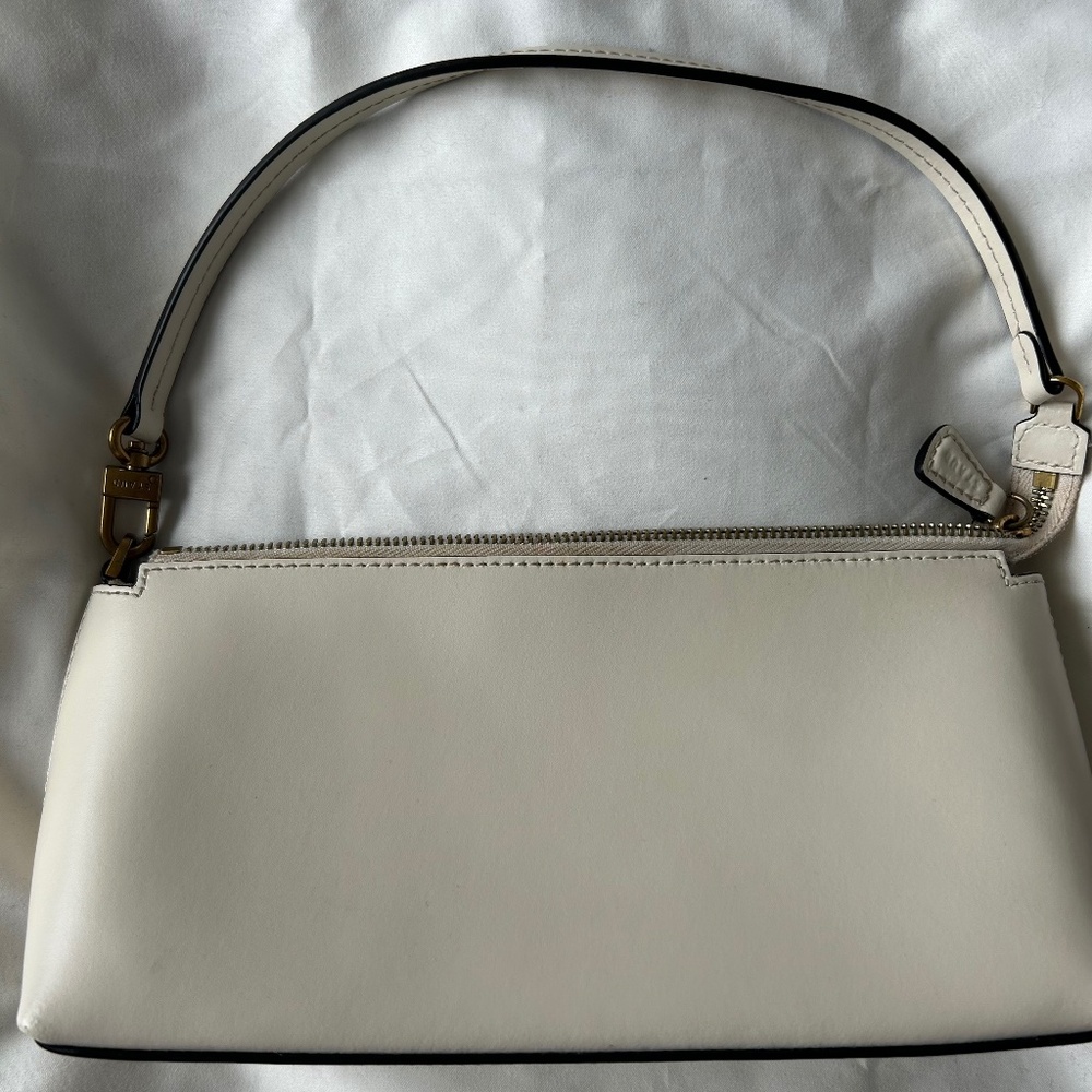 Staud leather & suede top handle bag in cream
